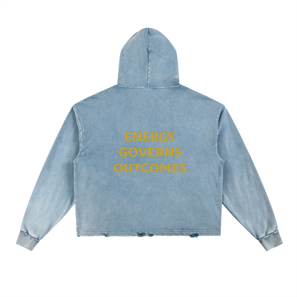 Crown E.G.O. Sacred Owl Vintage Washed Frayed-Hem Hoodie