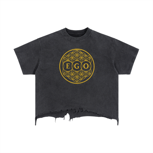 E.G.O. Flower of Life/ Boxy Distressed Hem Tee