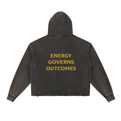 Crown E.G.O. Sacred Owl Vintage Washed Frayed-Hem Hoodie