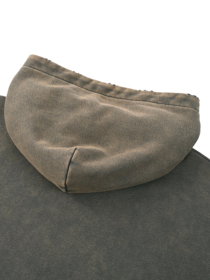 Crown E.G.O. Sacred Owl Vintage Washed Frayed-Hem Hoodie