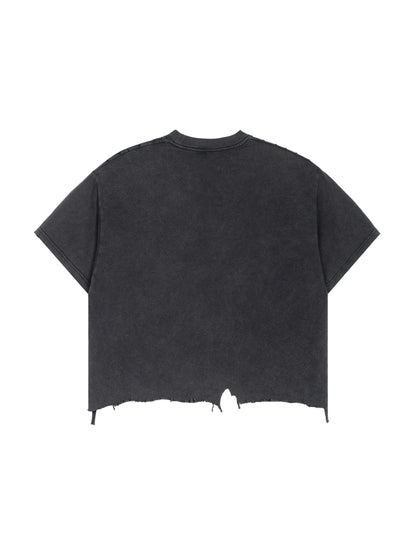 E.G.O. Flower of Life/ Boxy Distressed Hem Tee