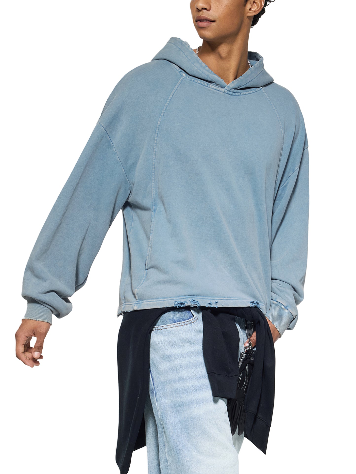 Crown E.G.O. Sacred Owl Vintage Washed Frayed-Hem Hoodie