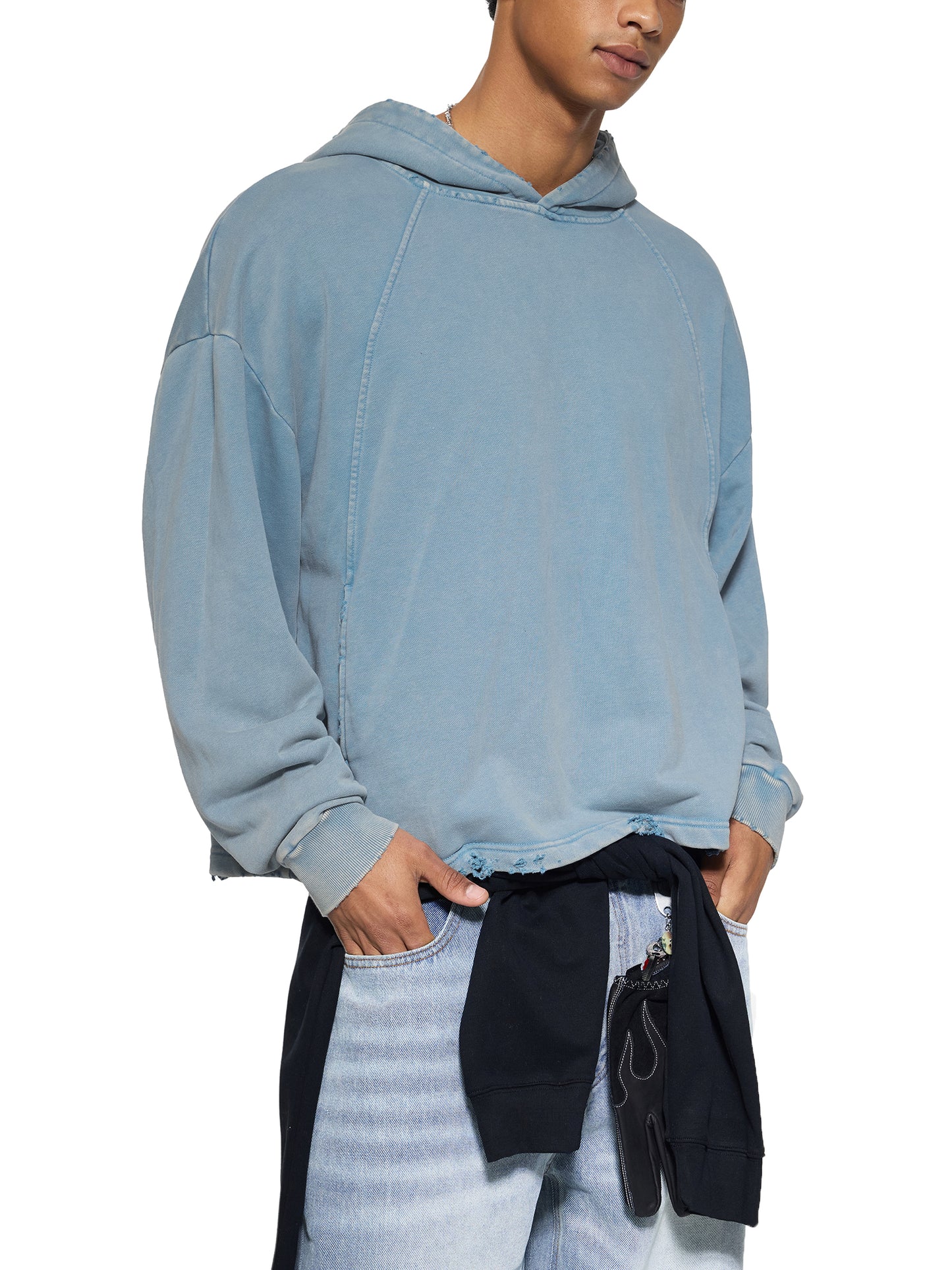 Crown E.G.O. Sacred Owl Vintage Washed Frayed-Hem Hoodie